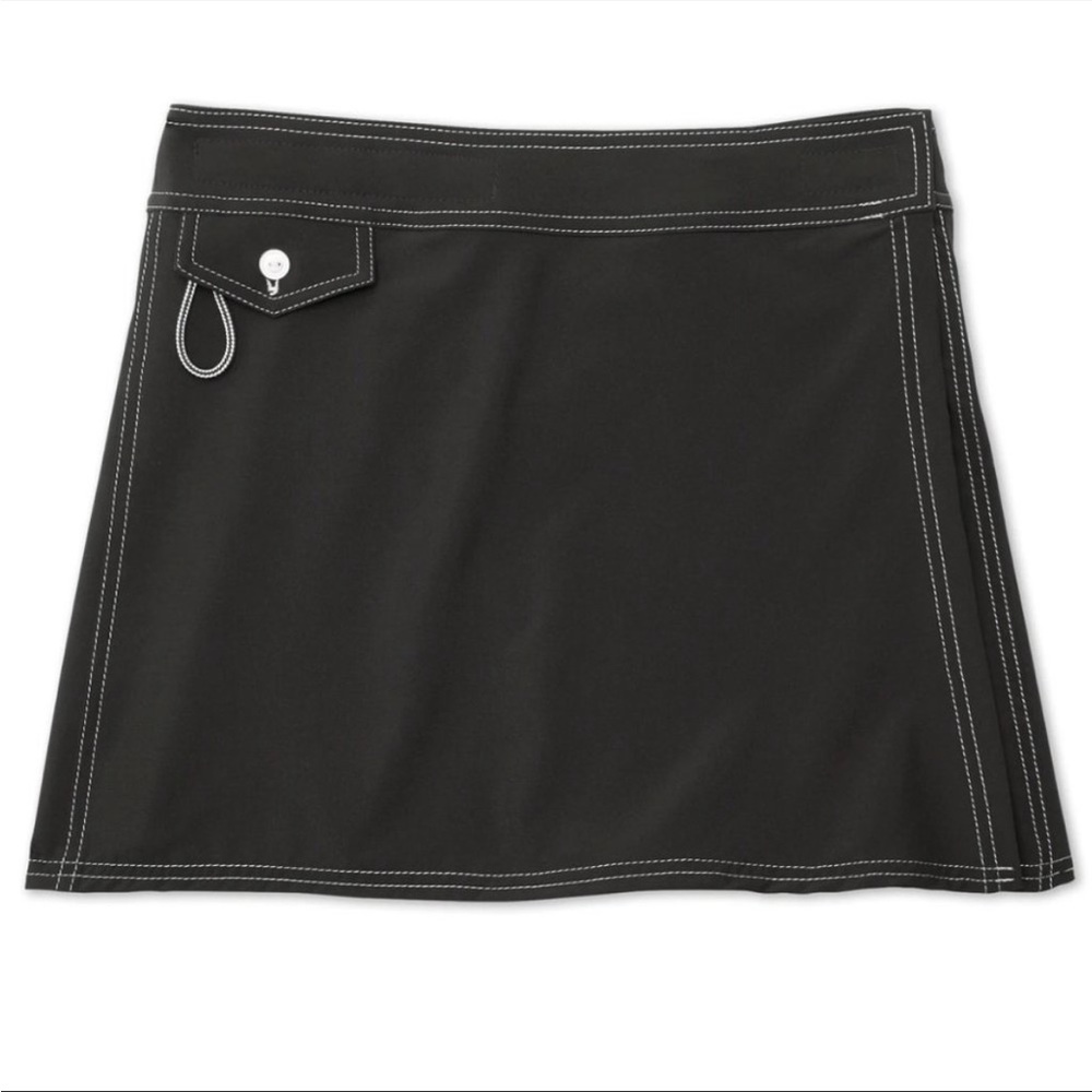 NWT Birdwell Beach Britches SurfStretch Wrap Skirt - Black - Size Large